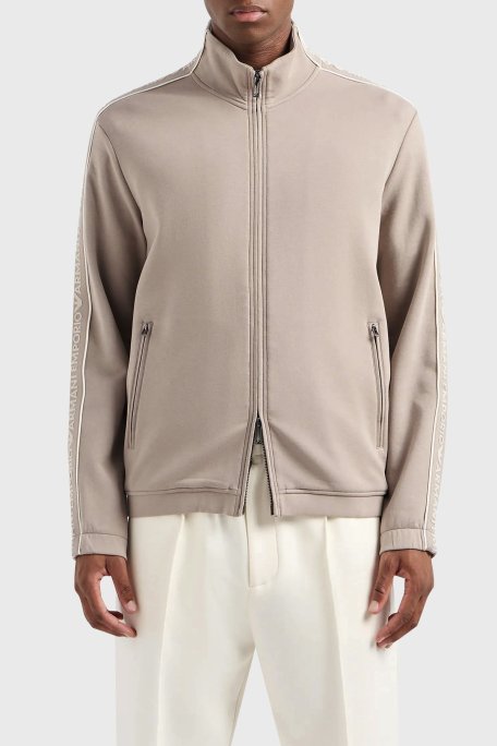 Emporio Armani Pamuklu Regular Fit Dik Yaka Erkek Sweat 3D1M69 1JHSZ 0650 BEJ - Emporio Armani