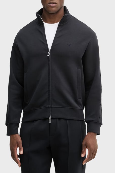 Emporio Armani Pamuklu Regular Fit Dik Yaka Fermuarlı Erkek Sweat EM005222 AF10013 UB118 LACİVERT - Emporio Armani