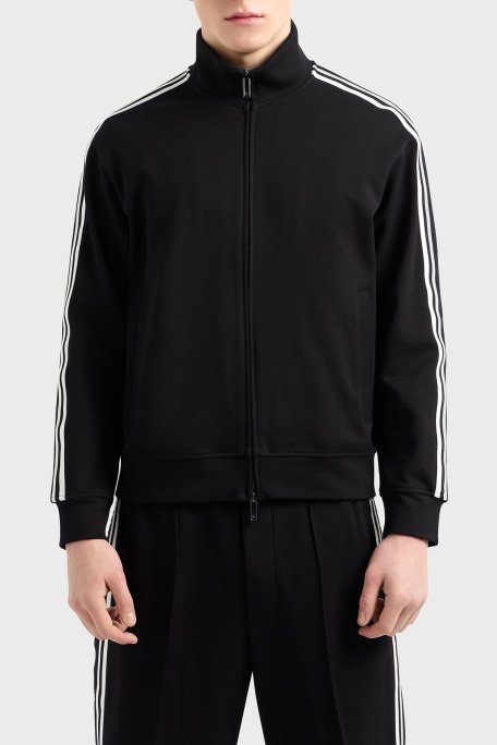 Emporio Armani Pamuklu Regular Fit Dik Yaka Logo Bantlı Erkek Sweat EM001110 AF13488 UC001 SİYAH - Emporio Armani