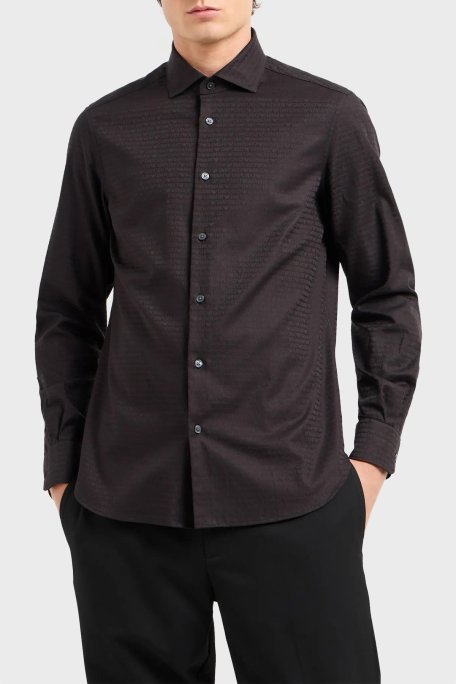 Emporio Armani Pamuklu Regular Fit Erkek Gömlek 6D1C86 1NIUZ F018 SİYAH - Emporio Armani