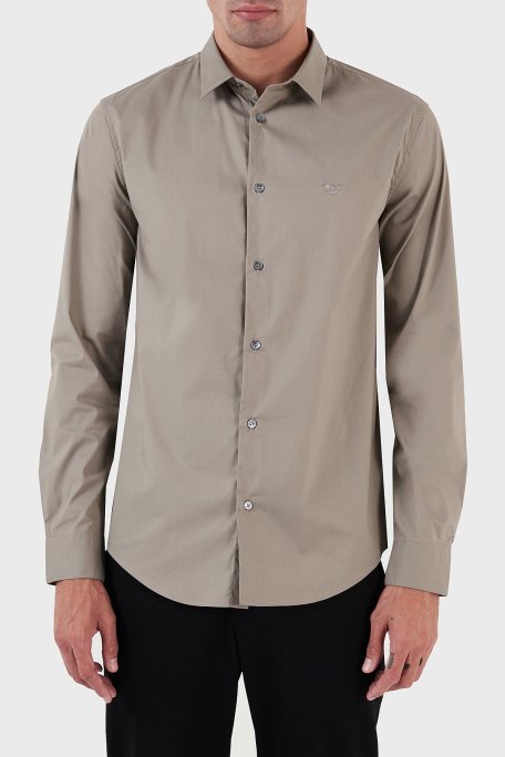 Emporio Armani Pamuklu Regular Fit Erkek Gömlek 8N1C09 1NI9Z 0643 GRİ - Emporio Armani