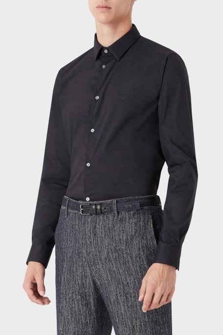 Emporio Armani Pamuklu Regular Fit Erkek Gömlek 8N1C09 1NI9Z 0934 SİYAH - Emporio Armani