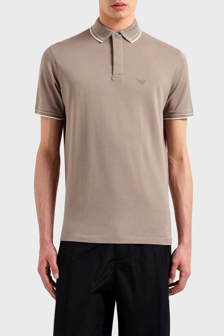 Emporio Armani Pamuklu Regular Fit Erkek Polo Yaka T Shirt 3D1FM6 1JTKZ 0650 BEJ - Emporio Armani
