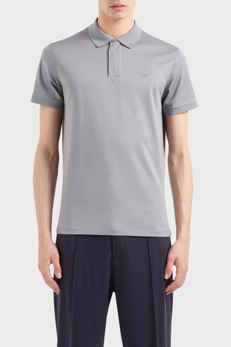 Emporio Armani Pamuklu Regular Fit Erkek Polo Yaka T Shirt EM000080 AF10094 U8060 GRİ - Emporio Armani