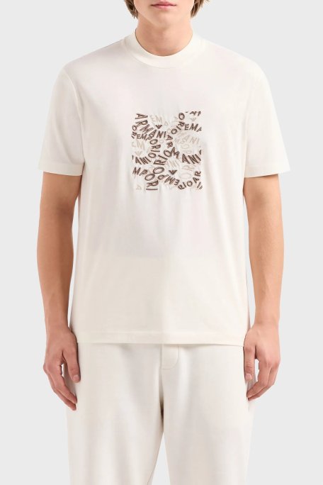 Emporio Armani Pamuklu Regular Fit Erkek T Shirt 3D1TG3 1JPZZ 01A2 EKRU - Emporio Armani