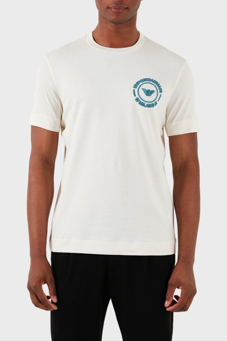 Emporio Armani Pamuklu Regular Fit Erkek T Shirt 3D1TG8 1JOCZ 01A5 EKRU - Emporio Armani