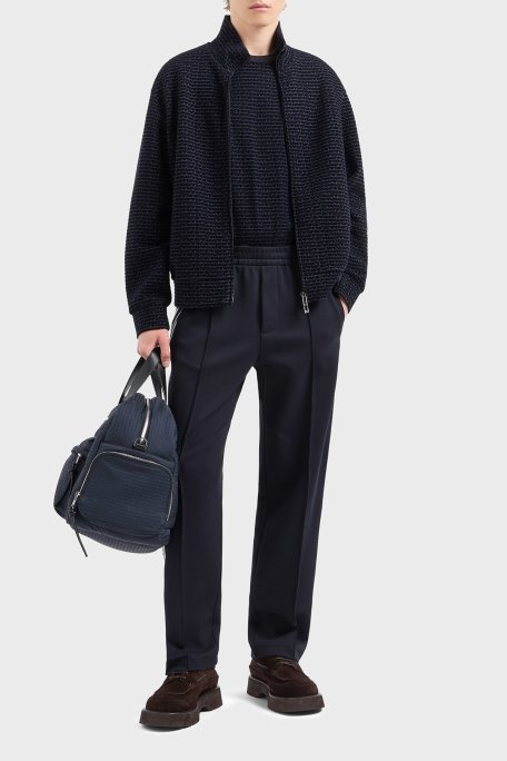 Emporio Armani Pamuklu Regular Fit Fermuarlı Tamamı Logolu Erkek Sweat EM001697 AF10013 FB229 LACİVERT - Emporio Armani (1)