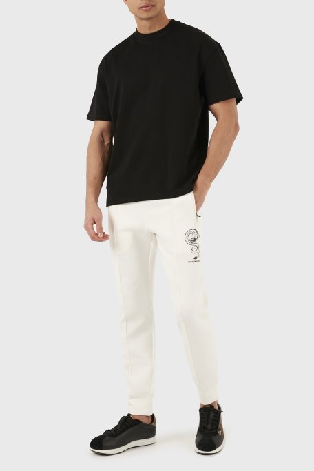 Emporio Armani Pamuklu Regular Fit Jogger Spor Erkek Pantolon EM000012 AF10013 U0003 BEYAZ - Emporio Armani
