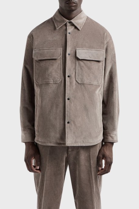 Emporio Armani Pamuklu Regular Fit Kadife Erkek Ceket 6D1CN0 1NUCZ 0144 VİZON - Emporio Armani