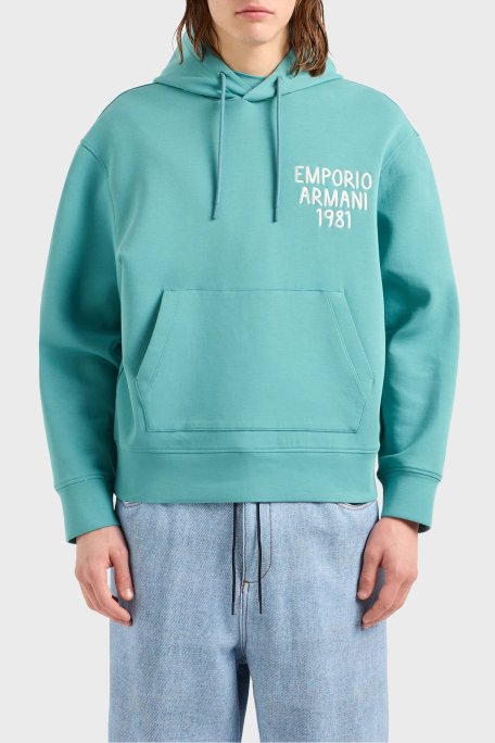 Emporio Armani Pamuklu Regular Fit Kapüşonlu Erkek Sweat 3D1M72 1JHSZ 0770 MİNT - Emporio Armani