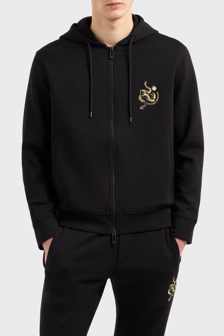 Emporio Armani Pamuklu Regular Fit Kapüşonlu Fermuarlı Erkek Sweat EM001699 AF10013 UC001 SİYAH - Emporio Armani