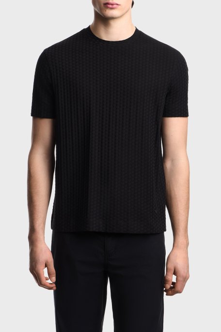 Emporio Armani Pamuklu Regular Fit Logolu Bisiklet Yaka Erkek T Shirt EM001289 AF10762 FC295 SİYAH - Emporio Armani