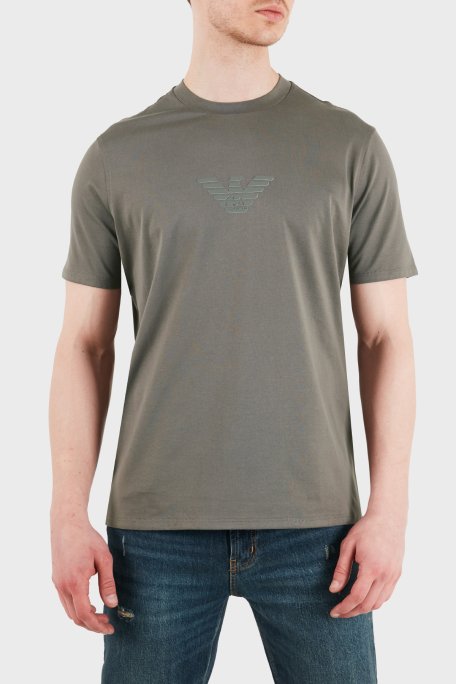 Emporio Armani Pamuklu Regular Fit Logolu Bisiklet Yaka Erkek T Shirt EM004583 AF13669 M8360 HAKİ - Emporio Armani
