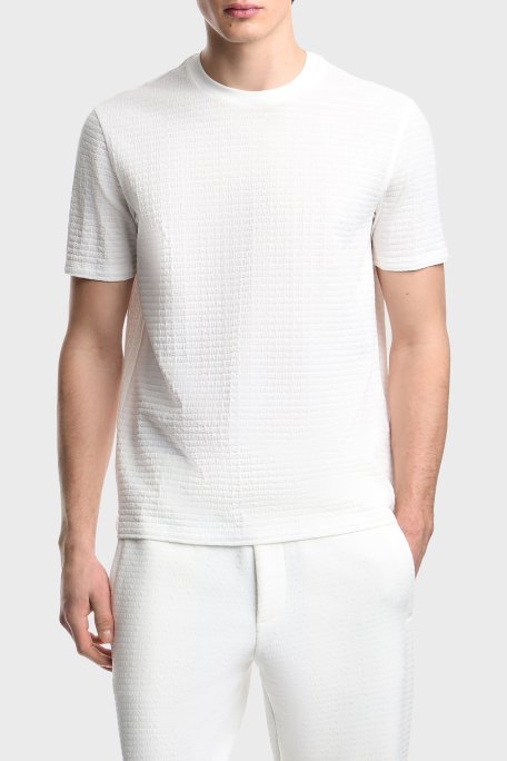 Emporio Armani Pamuklu Regular Fit Logolu Bisiklet Yaka Erkek T Shirt EM004594 AF10762 F0185 BEYAZ - Emporio Armani