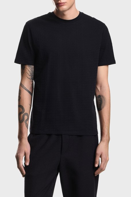 Emporio Armani Pamuklu Regular Fit Logolu Bisiklet Yaka Erkek T Shirt EM004594 AF10762 FB413 LACİVERT - Emporio Armani