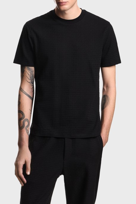 Emporio Armani Pamuklu Regular Fit Logolu Bisiklet Yaka Erkek T Shirt EM004594 AF10762 FC293 SİYAH - Emporio Armani