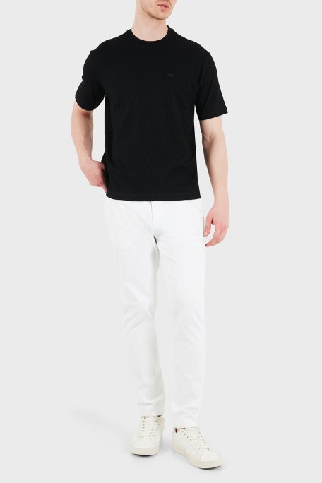 Emporio Armani Pamuklu Regular Fit Logolu Bisiklet Yaka Jakarlı Erkek T Shirt EM005699 AF25298 UC001 SİYAH - Emporio Armani (1)