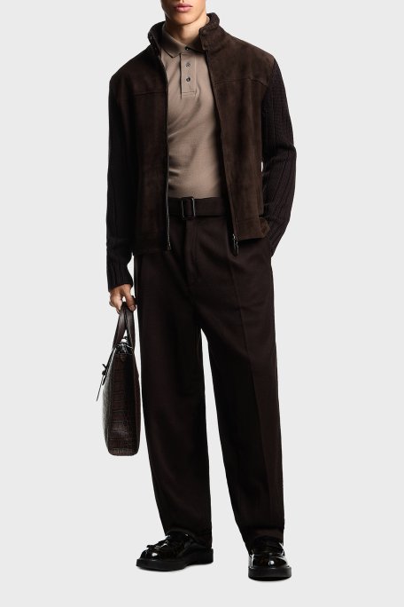 Emporio Armani Pamuklu Regular Fit Logolu Düğmeli Erkek Polo EM003524 AF12955 U6189 KAHVE - Emporio Armani (1)