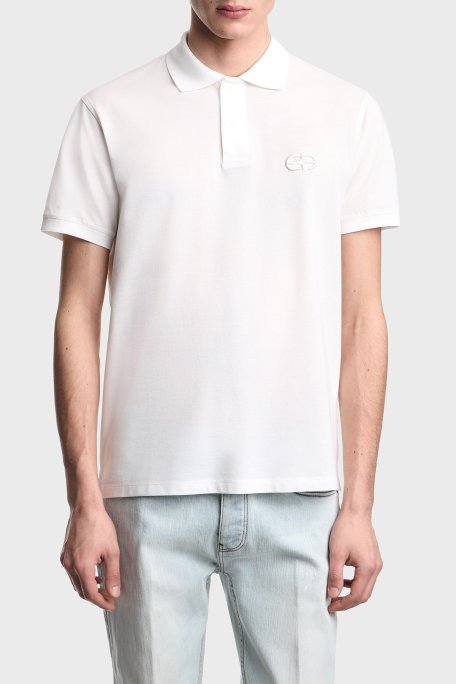 Emporio Armani Pamuklu Regular Fit Logolu Düğmeli Erkek Polo EM004579 AF13742 U0003 BEYAZ - Emporio Armani