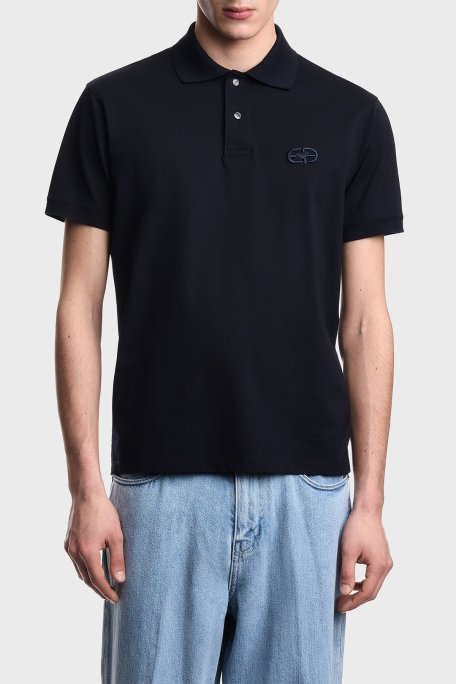Emporio Armani Pamuklu Regular Fit Logolu Düğmeli Erkek Polo EM004579 AF13742 UB118 LACİVERT - Emporio Armani