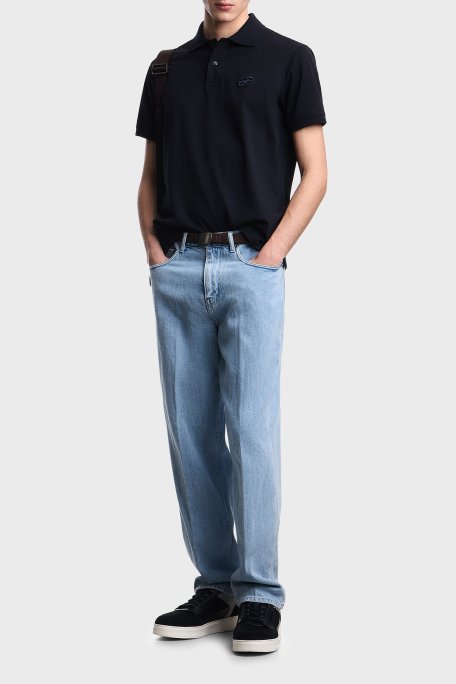 Emporio Armani Pamuklu Regular Fit Logolu Düğmeli Erkek Polo EM004579 AF13742 UB118 LACİVERT - Emporio Armani (1)