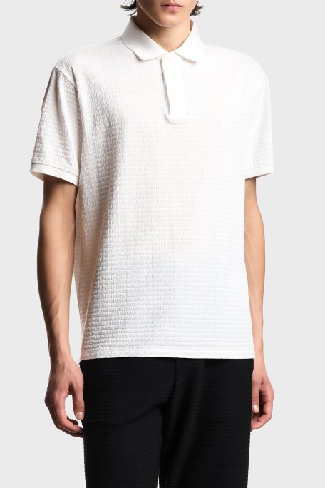 Emporio Armani Pamuklu Regular Fit Logolu Düğmeli Erkek Polo EM004595 AF10762 F0185 EKRU - Emporio Armani