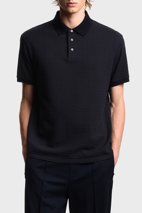 Emporio Armani Pamuklu Regular Fit Logolu Düğmeli Erkek Polo EM004595 AF10762 FB413 LACİVERT - Emporio Armani