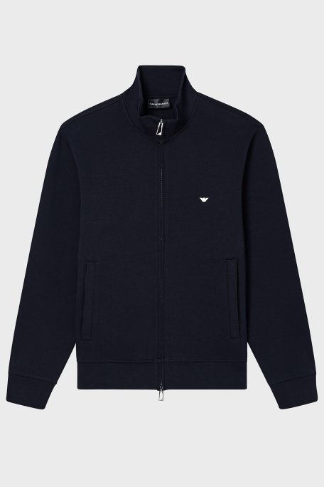 Emporio Armani Pamuklu Regular Fit Logolu Fermuarlı Dik Yaka Erkek Sweat EM004536 AF10013 UB118 LACİVERT - Emporio Armani