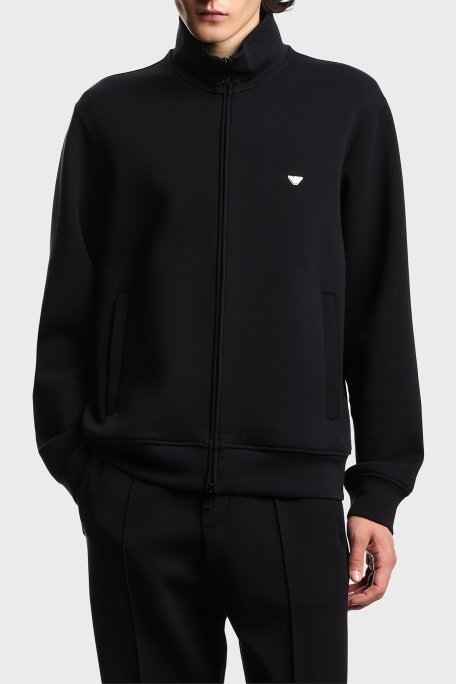 Emporio Armani Pamuklu Regular Fit Logolu Fermuarlı Dik Yaka Erkek Sweat EM004536 AF10013 UC001 SİYAH - Emporio Armani