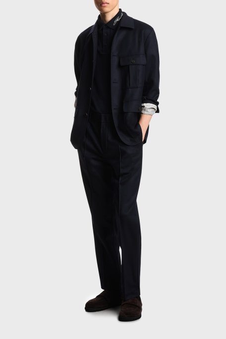 Emporio Armani Pamuklu Regular Fit Logolu Yaka Detaylı Düğmeli Erkek Polo EM002999 AF12955 UB118 LACİVERT - Emporio Armani (1)