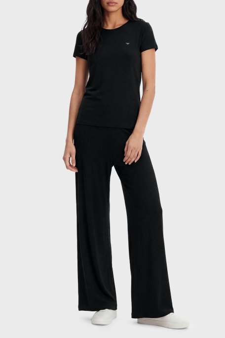 Emporio Armani Pamuklu Regular Fit Logolu Yuvarlak Yaka Bayan T Shirt EW000408 AF19024 UC001 SİYAH - Emporio Armani (1)