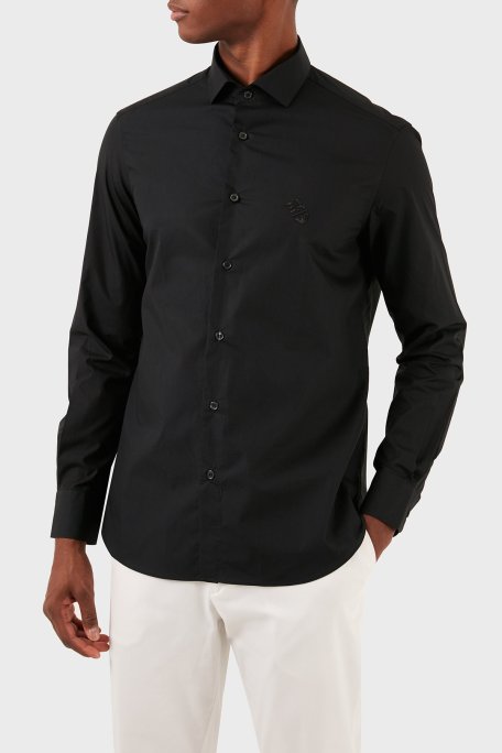 Emporio Armani Pamuklu Regular Fit Poplin Erkek Gömlek 3D1C86 1K2NZ 0999 SİYAH - Emporio Armani