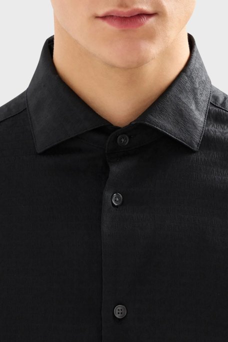 Emporio Armani Pamuklu Regular Fit Poplin Erkek Gömlek 3D1C86 1NIUZ F054 SİYAH - Emporio Armani (1)