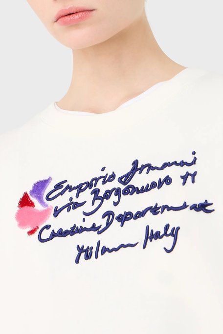 Emporio Armani Pamuklu Regular Fit Uzun Kollu Kadın Sweat 6R2M7E 2J49Z 0101 EKRU - Emporio Armani (1)