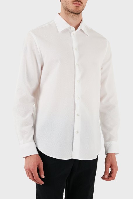 Emporio Armani Pamuklu Regular Fit Uzun Kollu Erkek Gömlek EM000099 TE14192 U0002 BEYAZ - Emporio Armani