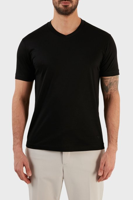 Emporio Armani Pamuklu Regular Fit V Yaka Erkek T Shirt 8N1TE7 1JUVZ 0999 SİYAH - Emporio Armani