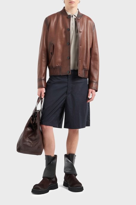 Emporio Armani Pamuklu Regular Fit Yarım Fermuarlı Erkek Polo Yaka T Shirt EM001082 AF10017 U8033 TAŞ - Emporio Armani (1)