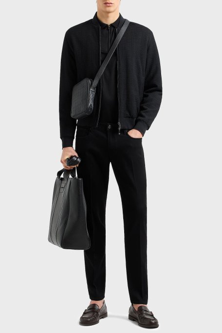 Emporio Armani Pamuklu Regular Fit Yarım Fermuarlı Erkek Polo Yaka T Shirt EM001082 AF10017 UC001 SİYAH - Emporio Armani