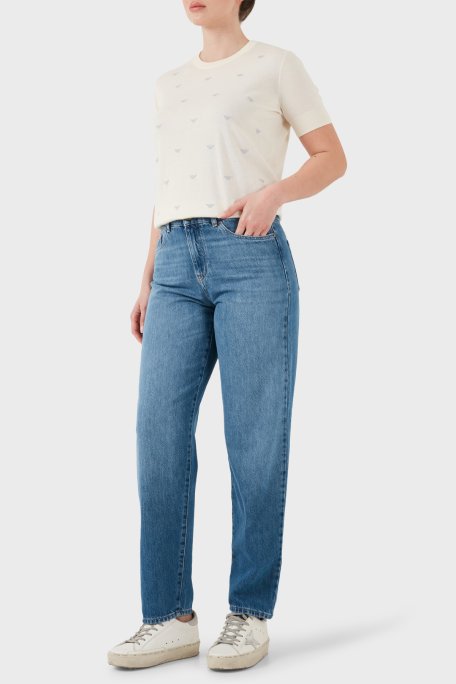 Emporio Armani Pamuklu Regular Fit Yüksek Bel Jeans Kadın Kot Pantolon EW001502 AF22225 MB003 MAVİ - Emporio Armani (1)