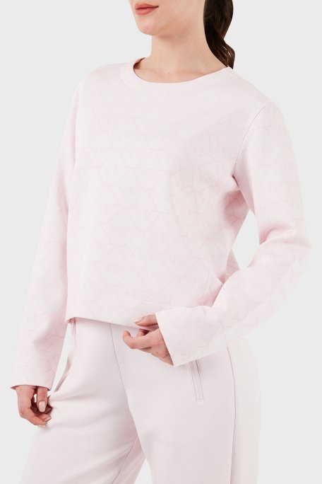 Emporio Armani Pamuklu Relaxed Fit Bisiklet Yaka Kadın Sweat 3D2M6H 1JHSZ F321 PUDRA - Emporio Armani (1)