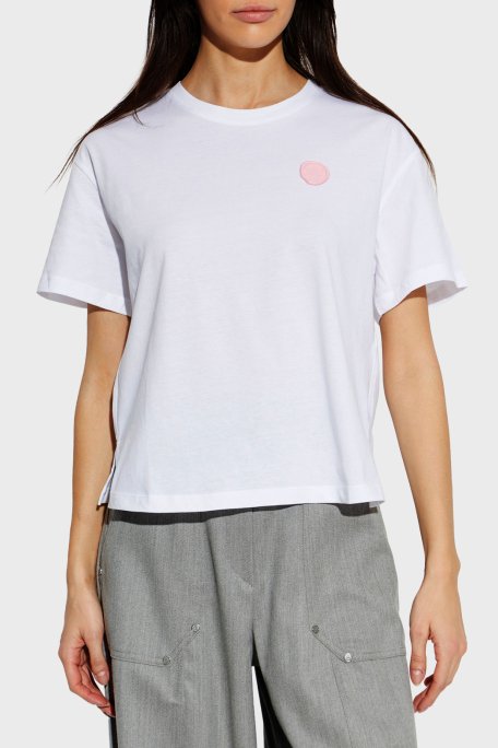 Emporio Armani Pamuklu Relaxed Fit Bisiklet Yaka Kadın T Shirt EW004385 AF12597 U0002 BEYAZ - Emporio Armani