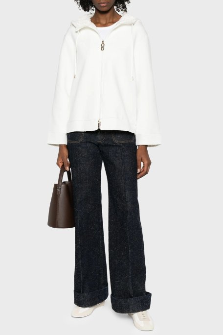 Emporio Armani Pamuklu Relaxed Fit Kapüşonlu Fermuarlı Kadın Sweat EW004213 AF10002 U0006 BEYAZ - Emporio Armani (1)