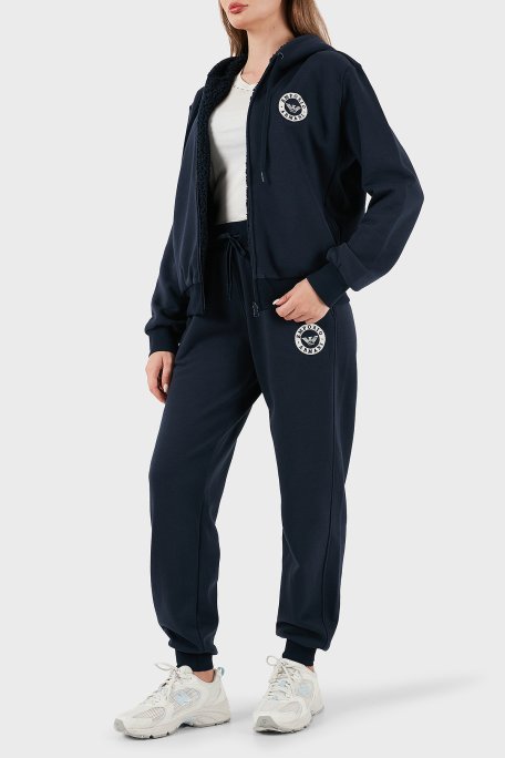 Emporio Armani Pamuklu Relaxed Fit Kapüşonlu İçi Yumaşak Tüylü Fermuarlı Bayan Sweat EW001935 AF15363 UB101 LACİVERT - Emporio Armani (1)