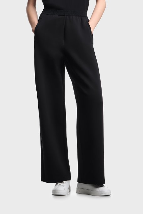 Emporio Armani Pamuklu Relaxed Fit Lastikli Bel Bol Paça Kadın Pantolon EW003866 AF10002 UC001 SİYAH - Emporio Armani