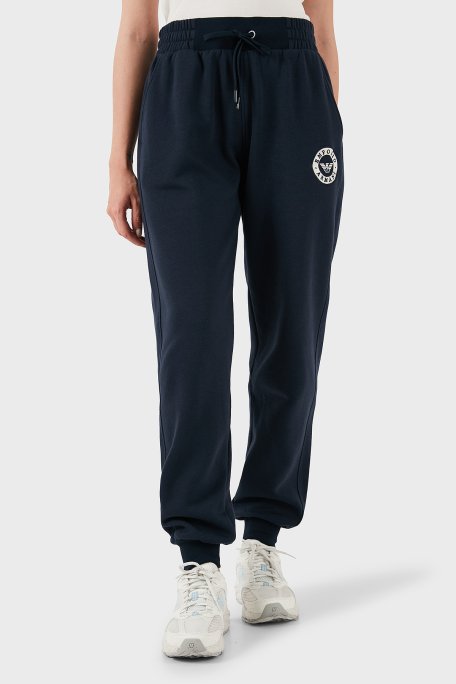 Emporio Armani Pamuklu Relaxed Fit Lastikli Paça Jogger Bayan Pantolon EW001938 AF15363 UB101 LACİVERT - Emporio Armani