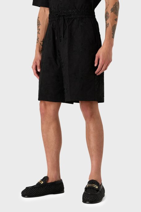 Emporio Armani Pamuklu Relaxed Fit Poplin Erkek Short 3D1PT9 1NQMZ 0999 SİYAH - Emporio Armani