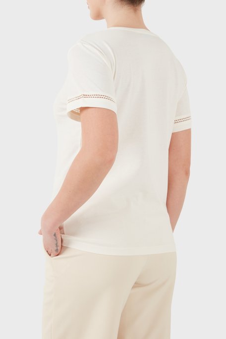 Emporio Armani Pamuklu Relaxed Fit Yuvarlak Yaka T shirt Kadın T Shirt EW003044 AF19039 U1131 BEYAZ - Emporio Armani (1)
