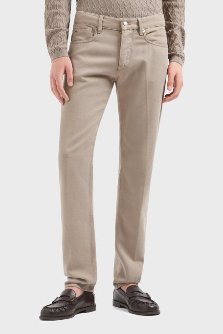 Emporio Armani Pamuklu Skinny Fit Düşük Bel Düz Paça Jeans Erkek Kot Pantolon EM000668 AF12631 U6167 BEJ - Emporio Armani