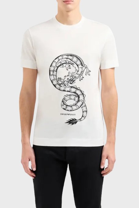 Emporio Armani Pamuklu Slim Fit Bisiklet Yaka Erkek T Shirt EM000009 AF10017 M0008 BEYAZ - Emporio Armani