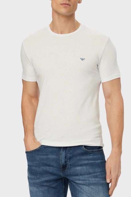 Emporio Armani Pamuklu Slim Fit Bisiklet Yaka Erkek T Shirt EM000379 AF18895 U0002 BEYAZ - Emporio Armani